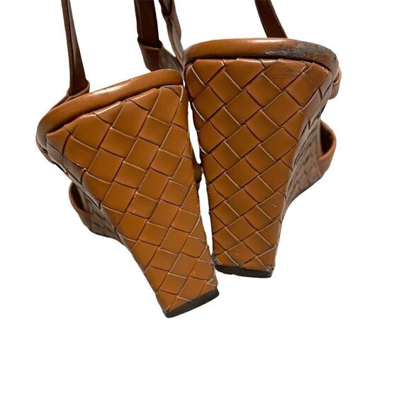 FRANCO SARTO Cognac Leather Square Toe Wedge Summer Sandals 11.5 - Picture 11 of 12